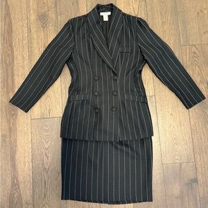 Black Pinstripe Blazer and Skirt Set, vintage